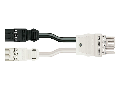 pre-assembled Y-cable; Eca; 2 x plug/socket; 2 x 3-pole / 1 x 4-pole; Cod. A; H05VV-F 3G 1.5 mm²; H05VV-F 3G 1.5 mm²; 0.6 m; 1,50 mm²; black/white