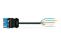 pre-assembled connecting cable; Cca; Plug/open-ended; 5-pole; Cod. I; H05Z1Z1-F 5G 2.5 mm; 1 m; 2,50 mm; blue