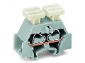 4-conductor terminal block; on both sides with push-button; with fixing flange; for screw or similar mounting types; Fixing hole 3.2 mm Ø; 2.5 mm²; CAGE CLAMP®; 2,50 mm²; light gray