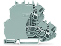 Double-deck terminal block; Through/through terminal block; with end plate; L/N; without marker carrier; Blue conductor entry upper deck; for DIN-rail 35 x 15 and 35 x 7.5; 2.5 mm²; Push-in CAGE CLAMP®; 2,50 mm²; gray