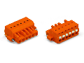 1-conductor female plug; push-button; Screw flange; 2.5 mm²; Pin spacing 5.08 mm; 4-pole; 2,50 mm²; orange