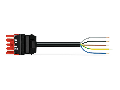 pre-assembled connecting cable; Eca; Socket/open-ended; 5-pole; Cod. P; H05Z1Z1-F 5G 1.5 mm²; 4m; 1,50 mm²; red