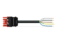 pre-assembled connecting cable; Eca; Socket/open-ended; 5-pole; Cod. P; H05VV-F 5G 2.5 mm²; 1 m; 2,50 mm²; red