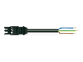 pre-assembled connecting cable; Cca; Socket/open-ended; 3-pole; Cod. A; H05Z1Z1-F 3G 1.5 mm; 3 m; 1,50 mm; black