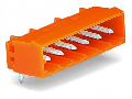 THT male header; 1.2 x 1.2 mm solder pin; angled; Pin spacing 5.08 mm; 14-pole; orange