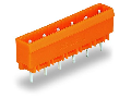 THT male header; 1.2 x 1.2 mm solder pin; straight; Pin spacing 7.62 mm; 12-pole; orange