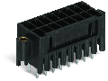 THT male header, 2-row; 0.8 x 0.8 mm solder pin; straight; 100% protected against mismating; Pin spacing 3.5 mm; 2 x 8-pole; black