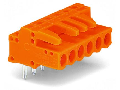 THT female header; 0.6 x 1.0 mm solder pin; angled; Pin spacing 5.08 mm; 16-pole; orange