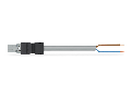 pre-assembled connecting cable; Plug/open-ended; 2-pole; Cod. B; Control cable 2 x 1.0 mm²; 6 m; 1,00 mm²; gray