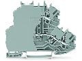 Double-deck terminal block; Through/through terminal block; with end plate; L/N; without marker carrier; Blue conductor entry upper deck; for DIN-rail 35 x 15 and 35 x 7.5; 1 mm²; Push-in CAGE CLAMP®; 1,00 mm²; gray