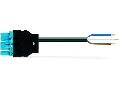 pre-assembled connecting cable; Eca; Plug/open-ended; 5-pole; Cod. I; H05Z1Z1-F 3G 1.5 mm; 5 m; 1,50 mm; blue