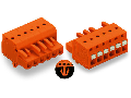 1-conductor female plug; push-button; Snap-in mounting feet; 2.5 mm; Pin spacing 5.08 mm; 16-pole; 2,50 mm; orange