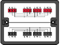 Distribution box; Single-phase current (230 V); 2 inputs; 6 outputs; Cod. A, P; MIDI; black