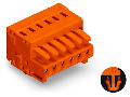 1-conductor female plug; 100% protected against mismating; Snap-in mounting feet; 1.5 mm²; Pin spacing 3.81 mm; 10-pole; 1,50 mm²; orange