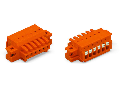 1-conductor female plug; 100% protected against mismating; push-button; clamping collar; 1.5 mm²; Pin spacing 3.81 mm; 6-pole; 1,50 mm²; orange