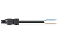 pre-assembled connecting cable; Eca; Socket/open-ended; 2-pole; Cod. A; H05VV-F 2 x 1.5 mm; 2 m; 1,50 mm; black