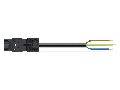 pre-assembled connecting cable; Eca; Plug/open-ended; 3-pole; Cod. A; H05VV-F 3G 1.5 mm; 5 m; 1,50 mm; black