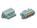 1-conductor female plug; push-button; clamping collar; 2.5 mm²; Pin spacing 5 mm; 6-pole; 2,50 mm²; gray