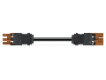 pre-assembled interconnecting cable; B2ca; Socket/plug; 3-pole; Cod. S; 2 m; 1,50 mm; brown