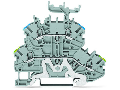 Double-deck terminal block; Ground conductor/through terminal block; PE/N; without marker carrier; for DIN-rail 35 x 15 and 35 x 7.5; 1 mm²; Push-in CAGE CLAMP®; 1,00 mm²; gray