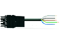 pre-assembled connecting cable; Eca; Socket/open-ended; 5-pole; Cod. A; H05VV-F 5G 4.0 mm; 1 m; 4,00 mm; black