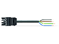 pre-assembled connecting cable; Eca; Socket/open-ended; 4-pole; Cod. A; H05VV-F 4G 1.5 mm; 7 m; 1,50 mm; black