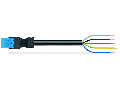 pre-assembled connecting cable; Eca; Socket/open-ended; 5-pole; Cod. I; H05Z1Z1-F 5G 1.5 mm; 1 m; 1,50 mm; blue