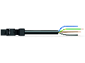 pre-assembled connecting cable; Eca; Plug/open-ended; 4-pole; Cod. A; H05Z1Z1-F 4G 1.5 mm; 2 m; 1,50 mm; black