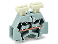 Space-saving, 2-conductor end terminal block; suitable for Ex i applications; on both sides with push-button; without protruding snap-in mounting foot; for terminal strips with snap-in mounting feet; 2.5 mm²; CAGE CLAMP®; 2,50 mm²; blue