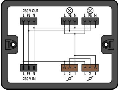 Distribution box; Two-way circuit; 1 input; 5 outputs; Cod. A, S; MIDI; black