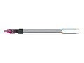 pre-assembled connecting cable; Eca; Socket/open-ended; 2-pole; Cod. B; Control cable 2 x 1.0 mm²; 5 m; 1,00 mm²; pink