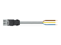 pre-assembled connecting cable; Eca; Plug/open-ended; 3-pole; Cod. B; H05VV-F 3 x 1.0 mm; 1 m; 1,00 mm; gray