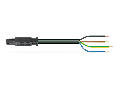 pre-assembled connecting cable; Eca; Socket/open-ended; 4-pole; Cod. A; H05VV-F 4G 1.5 mm; 3 m; 1,50 mm; black