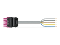 pre-assembled connecting cable; Eca; Socket/open-ended; 5-pole; Cod. B; 3 m; 1,50 mm²; pink