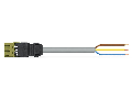 pre-assembled connecting cable; Eca; Plug/open-ended; 3-pole; Cod. B; H05VV-F 3 x 1.5 mm; 1 m; 1,50 mm; light green