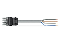 pre-assembled connecting cable; Eca; Socket/open-ended; 4-pole; Cod. B; Control cable 4 x 1.0 mm; 3 m; 1,00 mm; gray