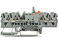 4-conductor disconnect/test terminal block; with mechanical interlock; with test option; orange disconnect link; for DIN-rail 35 x 15 and 35 x 7.5; 2.5 mm²; Push-in CAGE CLAMP®; 2,50 mm²; orange