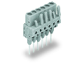 Female connector for rail-mount terminal blocks; 0.6 x 1 mm pins; straight; Pin spacing 5 mm; 14-pole; gray