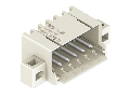 THT male header; 1.0 mm  solder pin; angled; clamping collar; Pin spacing 3.5 mm; 8-pole; light gray