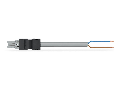 pre-assembled connecting cable; Socket/open-ended; 2-pole; Cod. B; Control cable 2 x 1.0 mm²; 2 m; 1,00 mm²; gray