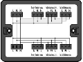 Distribution box; Single-phase current (230 V); 1 input; 13 outputs; Cod. A; MIDI; black