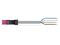 pre-assembled connecting cable; Eca; Plug/open-ended; 4-pole; Cod. B; Control cable 4 x 1.5 mm²; 8 m; 1,50 mm²; pink