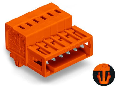 1-conductor male connector; 100% protected against mismating; Snap-in mounting feet; 1.5 mm; Pin spacing 3.81 mm; 20-pole; 1,50 mm; orange