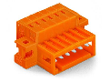 1-conductor male connector; 100% protected against mismating; clamping collar; Strain relief plate; 1.5 mm²; Pin spacing 3.81 mm; 16-pole; 1,50 mm²; orange