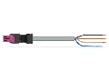 pre-assembled connecting cable; Eca; Socket/open-ended; 4-pole; Cod. B; Control cable 4 x 1.5 mm²; 7 m; 1,50 mm²; pink