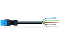 pre-assembled connecting cable; Cca; Plug/open-ended; 5-pole; Cod. I; H05Z1Z1-F 5G 1.5 mm; 5 m; 1,50 mm; blue