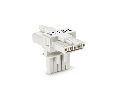 T-distribution connector; 5-pole; Cod. A; 1 input; 2 outputs; 2 locking levers; white