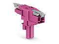 T-distribution connector; 2-pole; Cod. B; 1 input; 2 outputs; 2 locking levers; pink