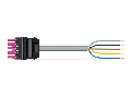 pre-assembled connecting cable; Eca; Socket/open-ended; 5-pole; Cod. B; 2 m; 1,50 mm²; pink