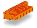 THT female header; 0.6 x 1.0 mm solder pin; angled; Pin spacing 7.62 mm; 9-pole; orange